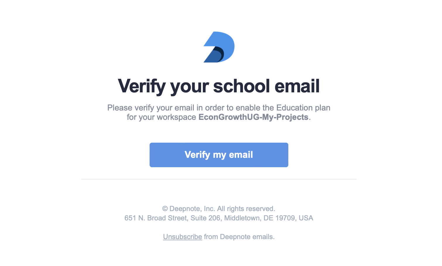 Verification email