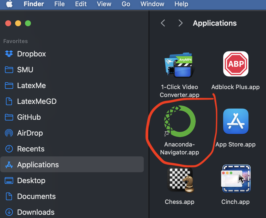 Open Anaconda Navigator in Mac Applications folder